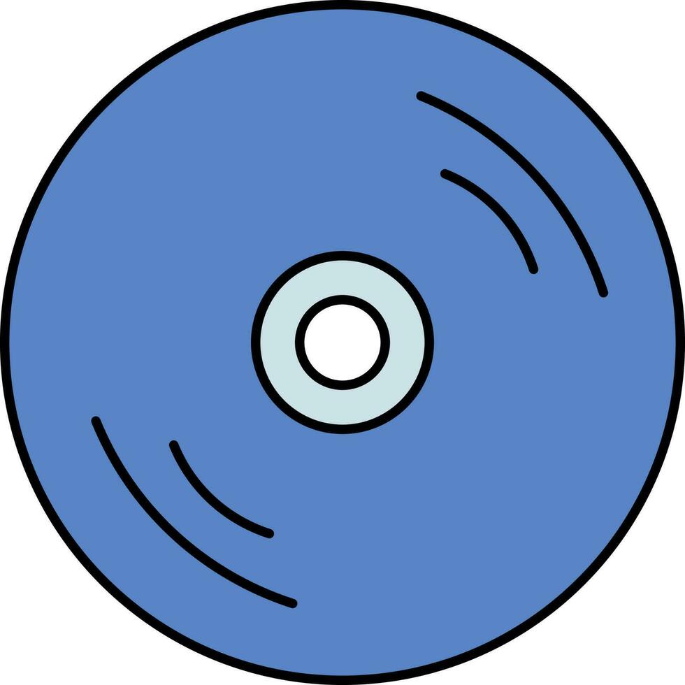 CD Or DVD Blue Icon In Flat Style. vector