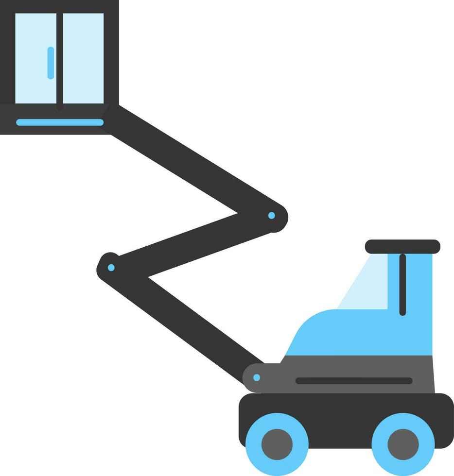 Boom Lift Icon Or Symbol In Gray And Blue Color. vector