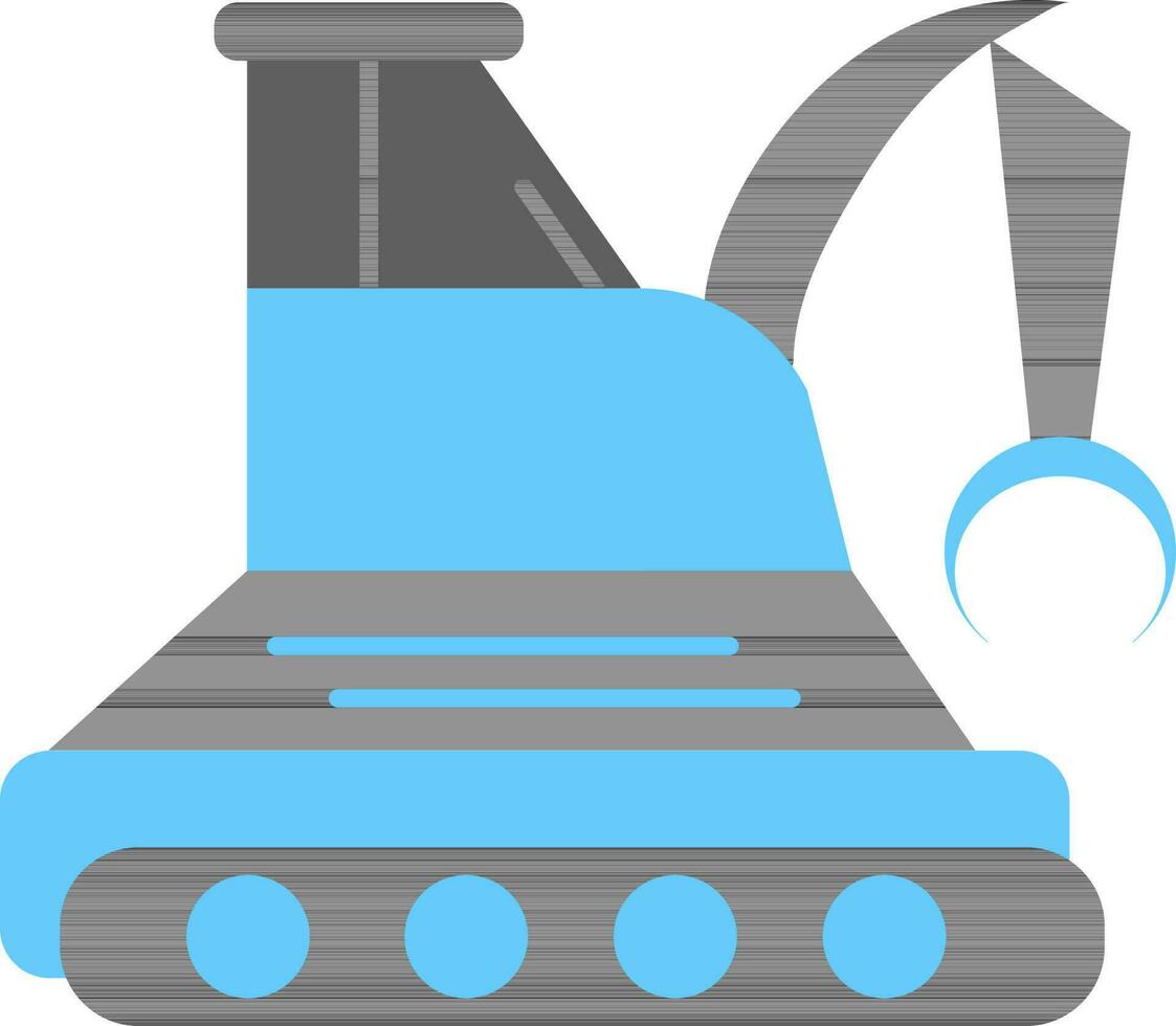 Excavator Or Grab Machine Icon In Gray And Blue Color. vector