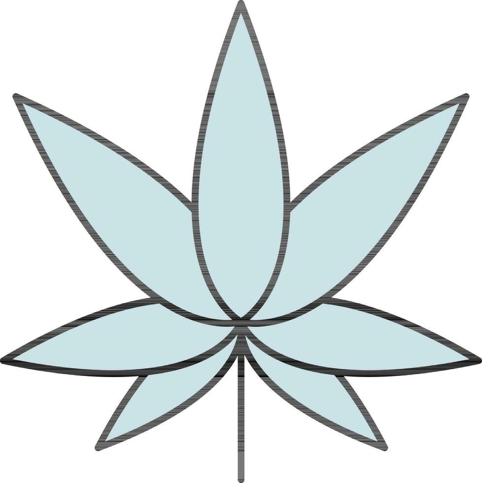 Cannabis Leaf Flat Icon In Blue Color. vector