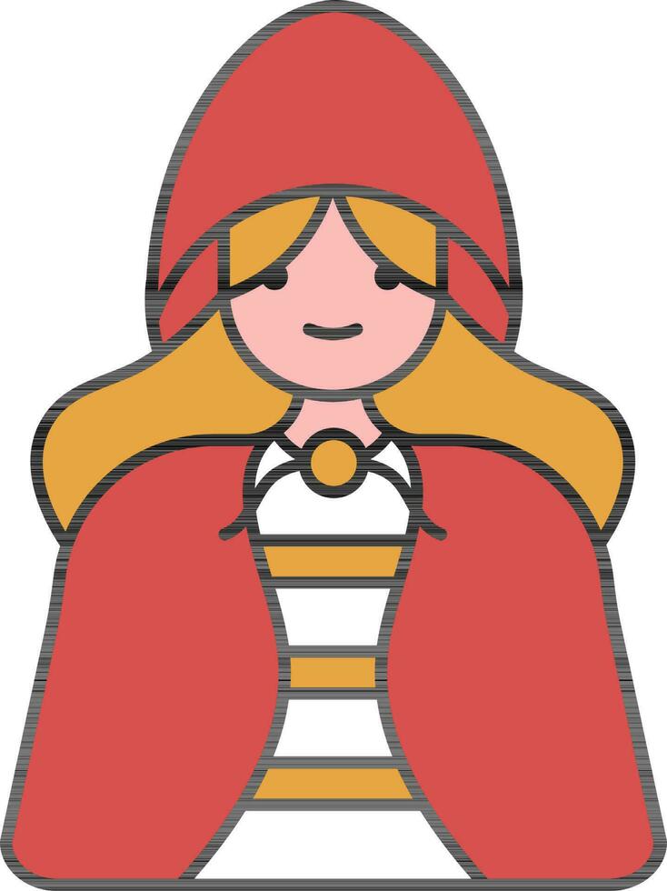 pequeño montando capucha personaje icono en rojo y amarillo color. vector