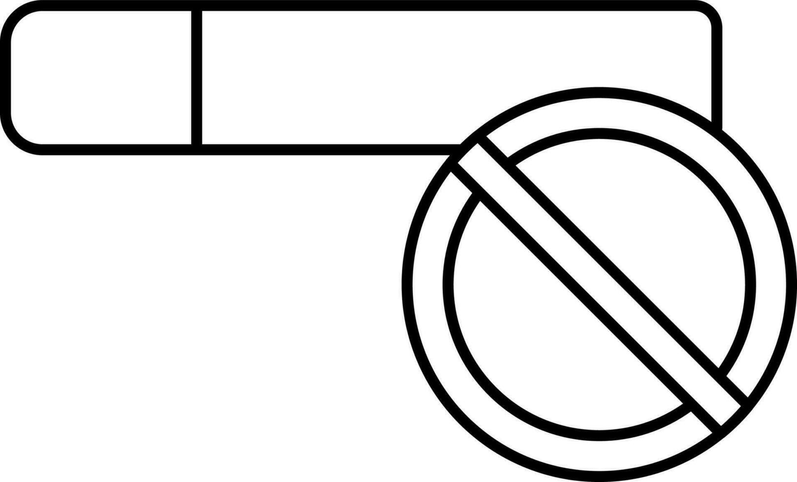 Black Line Art No Smoking Icon Or Symbol. vector