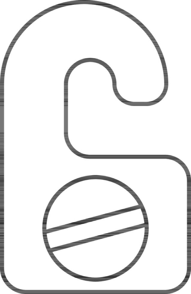 Linear Style Do Not Disturb Door Hanger Icon. vector