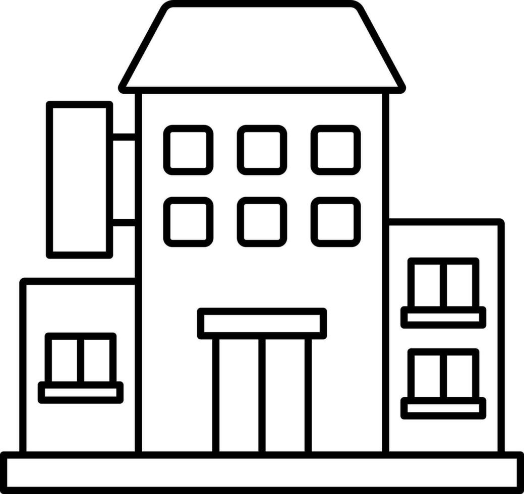 línea Arte ilustración de hotel o edificio icono. vector