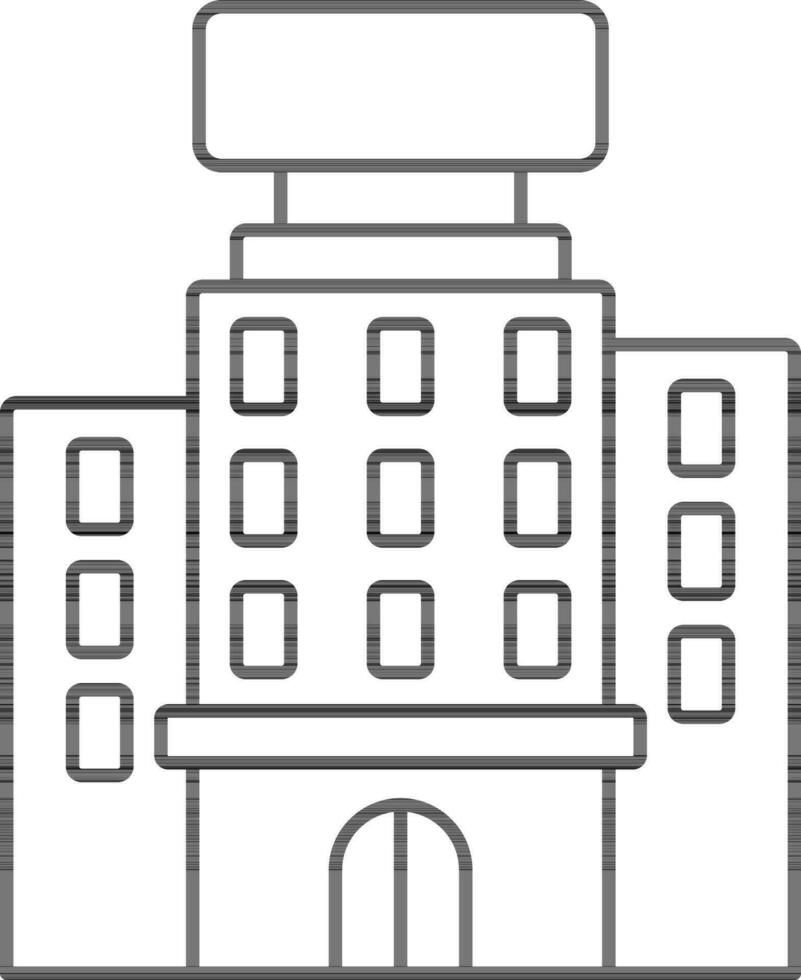 Building Icon In Black Line Art. vector