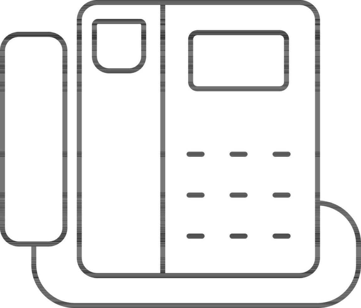 Stroke Style Landline Phone Icon Or Symbol. vector