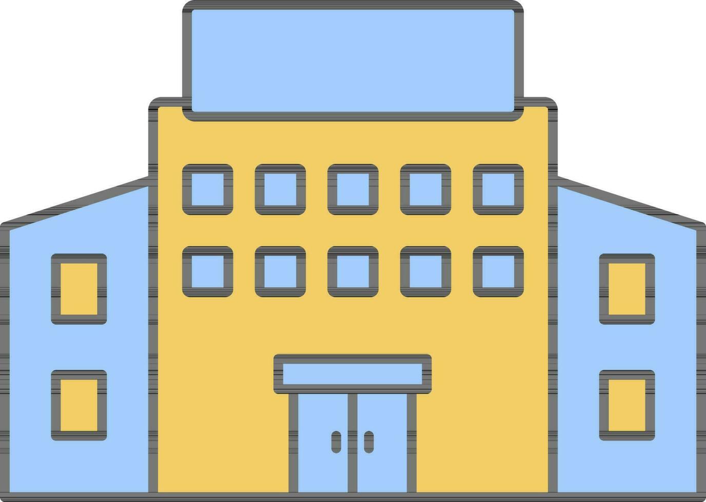 Blue And Yellow Color Building Icon In Flat Style. 24467077 Vector Art