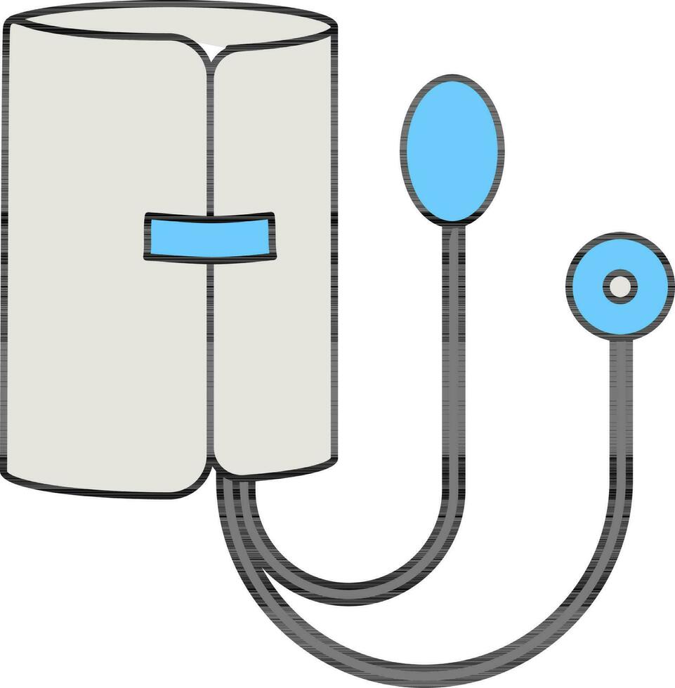 Blood Pressure Cuff Icon In Gray And Blue Color. vector
