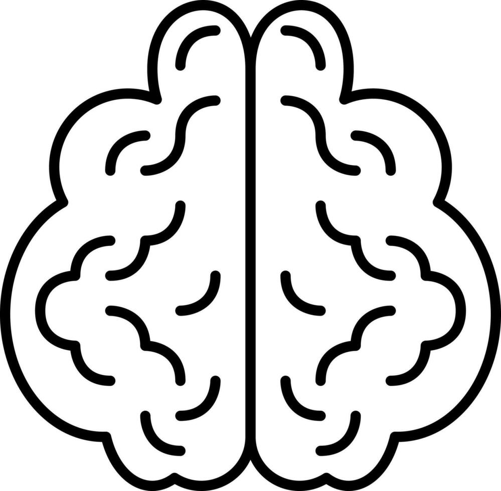 Thin Line Art Brain Flat Icon Or Symbol. vector