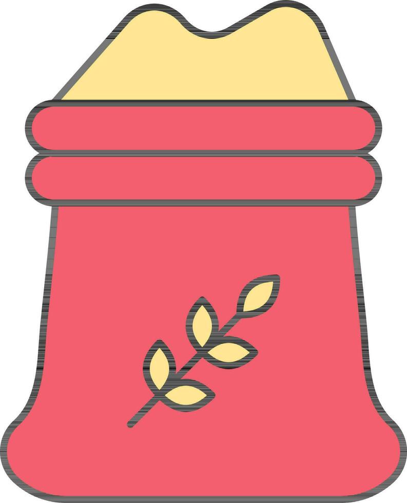 Grain Sack Icon in Yellow and Pink Color. vector