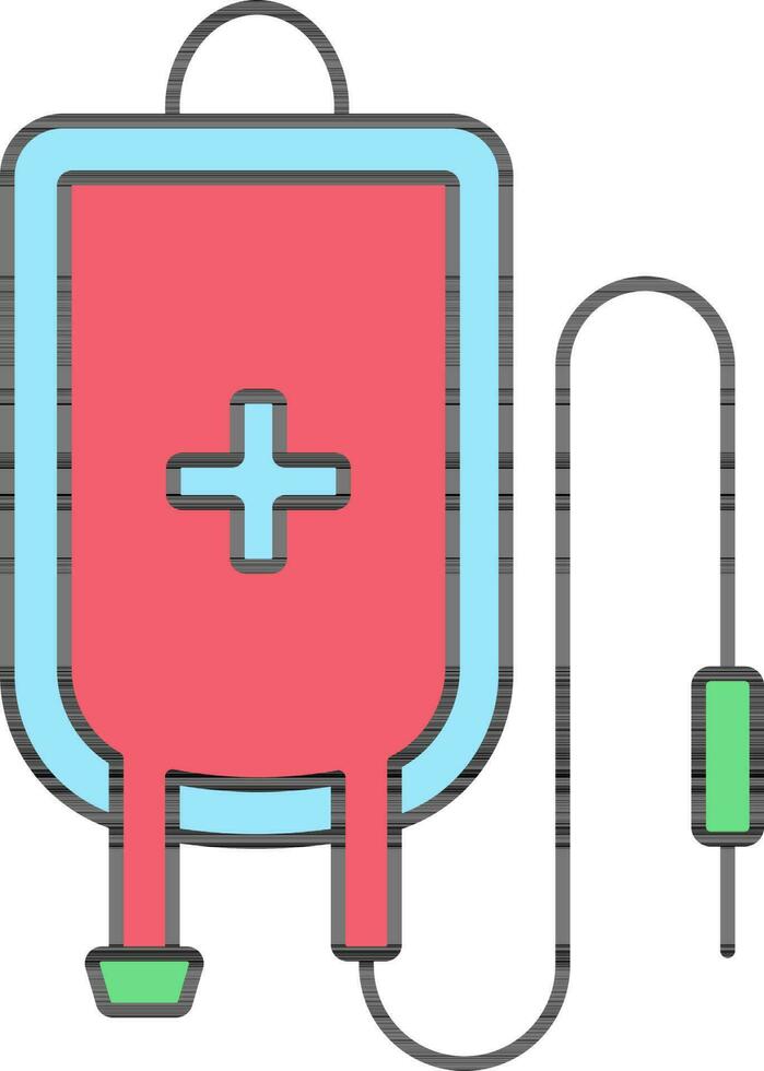 Colorful IV Bag Icon in Flat Style. vector