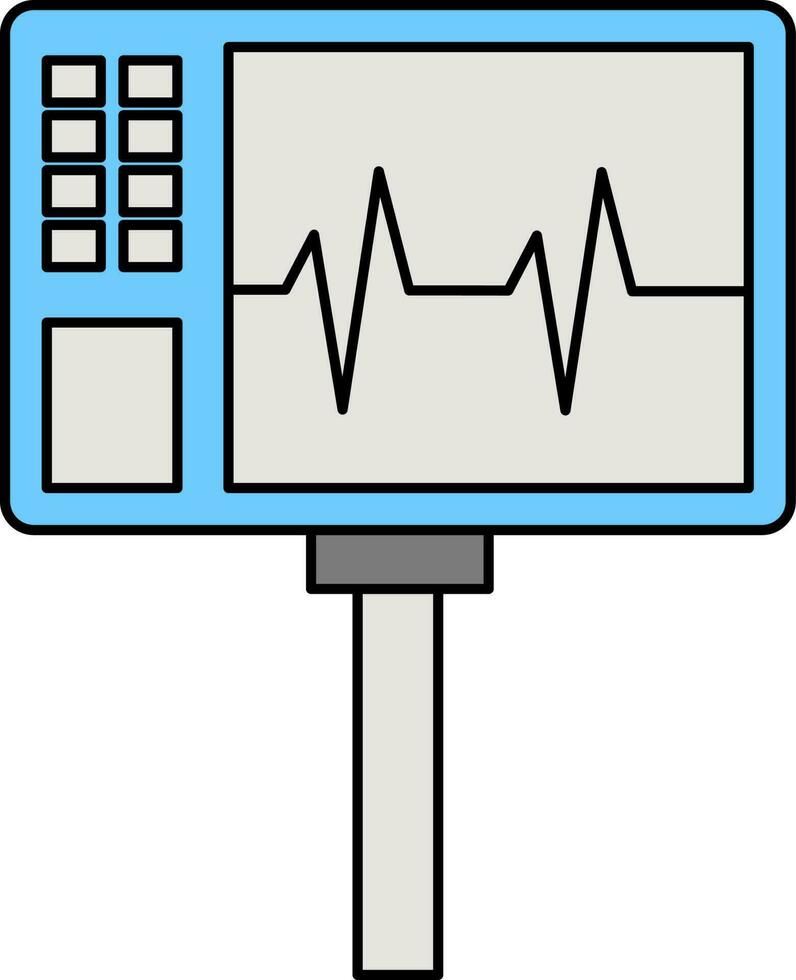 ecg monitor icono en azul y blanco color. vector