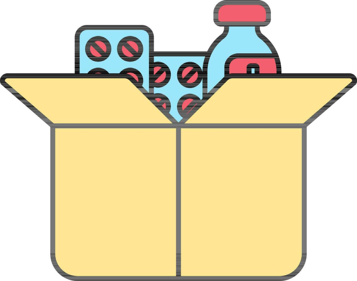 Open Medicine in Carton Box Colorful Icon. vector