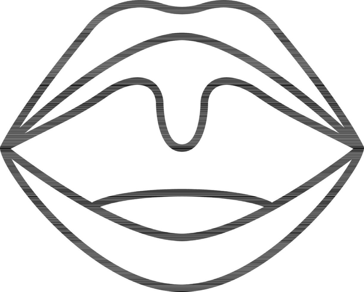 Black Line Art Tonsils Flat Icon Or Symbol. vector