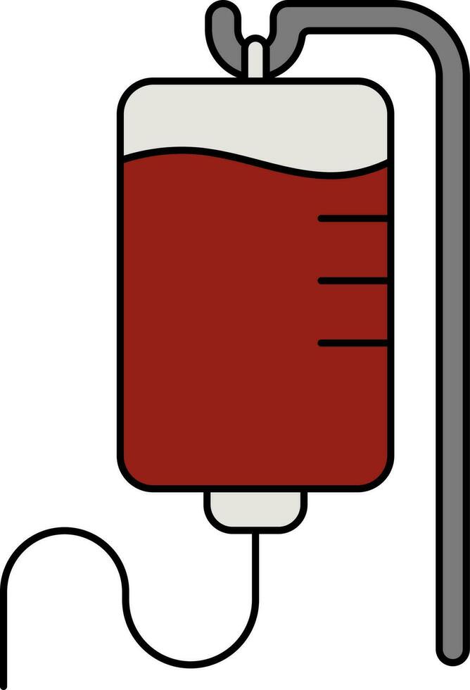 Blood Bag Stand Icon In Red And Gray Color. vector
