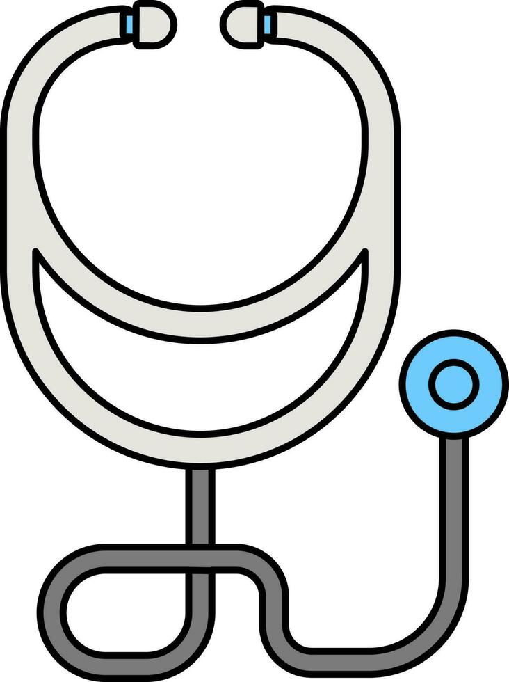 Grey And Blue Stethoscope Icon In Flat Style. vector