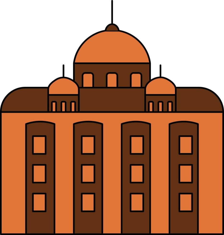 St.Peter's Basilica Icon In Brown And Orange Color. vector