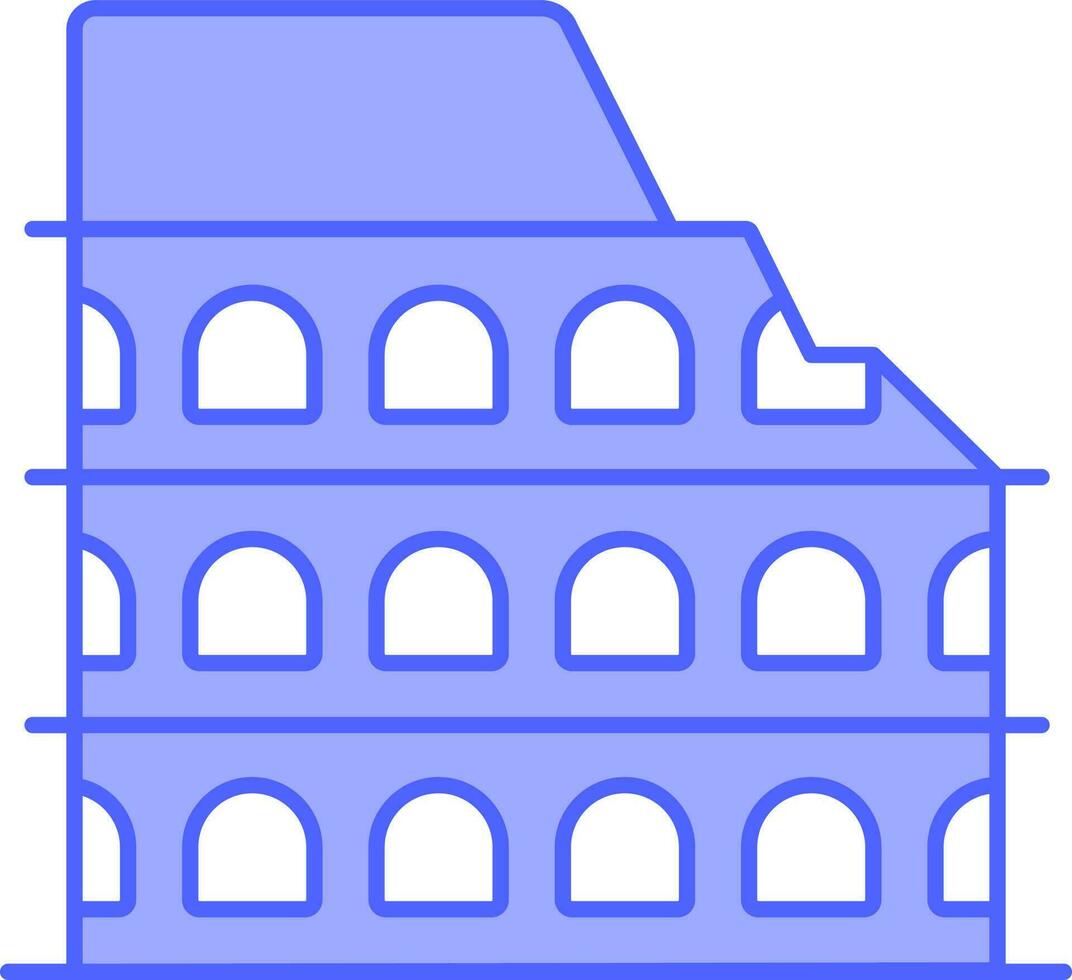 Blue And White Colosseum Icon In Flat Style. vector