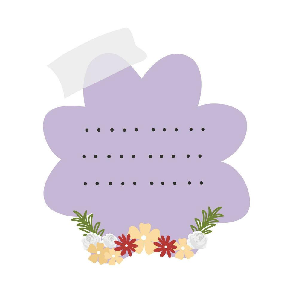 Note Paper With Flower Arrangement. Cute kawaii notes with flowers. To do list. Beautiful planner for school. vector
