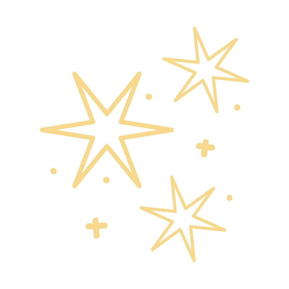 Sparkling Effect Illustration. Yellow, gold, orange sparkles symbols vector. Sparkle Icon. Bright firework, decoration twinkle, shiny flash. Glowing light effect stars and bursts collection. vector