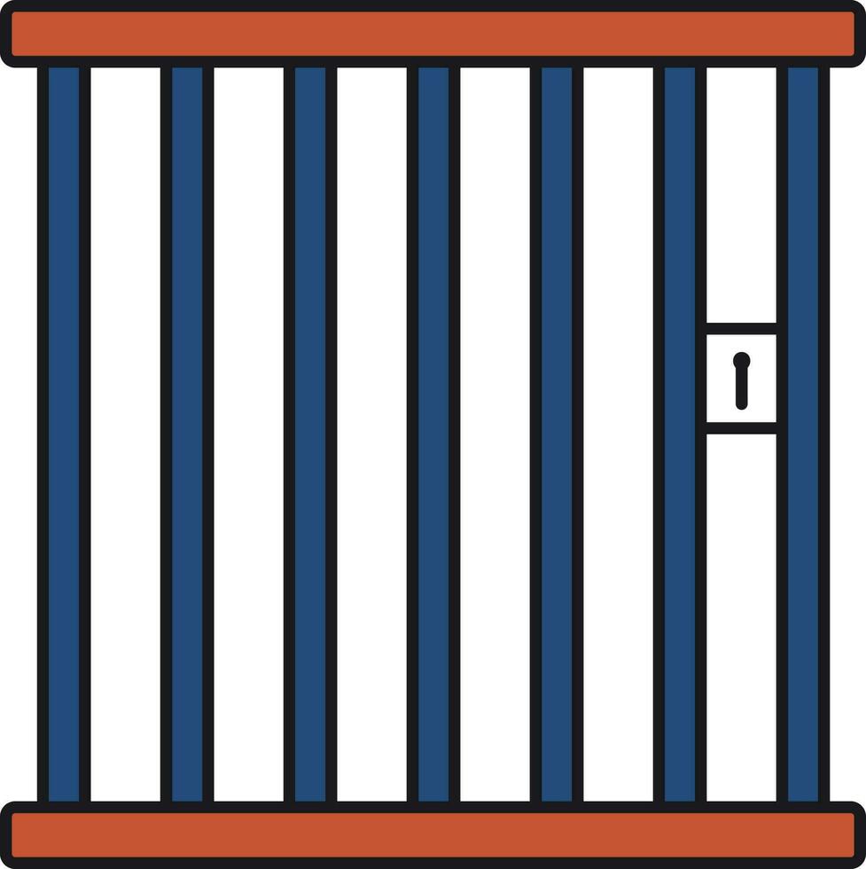 Blue And Orange Color Prison icon In Flat Style. vector