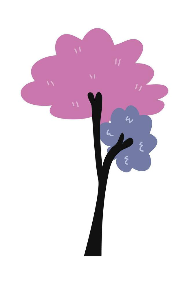 Cartoon tree isolated on a white background. Simple modern style. Cute plants, forest, vector flat illustration. summer, spring trees.