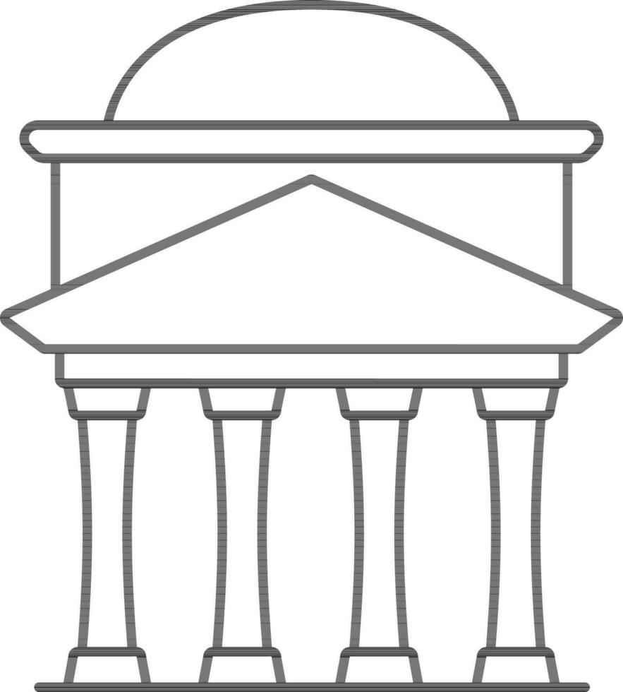 Flat Style Patheon Icon In Black Stroke. vector