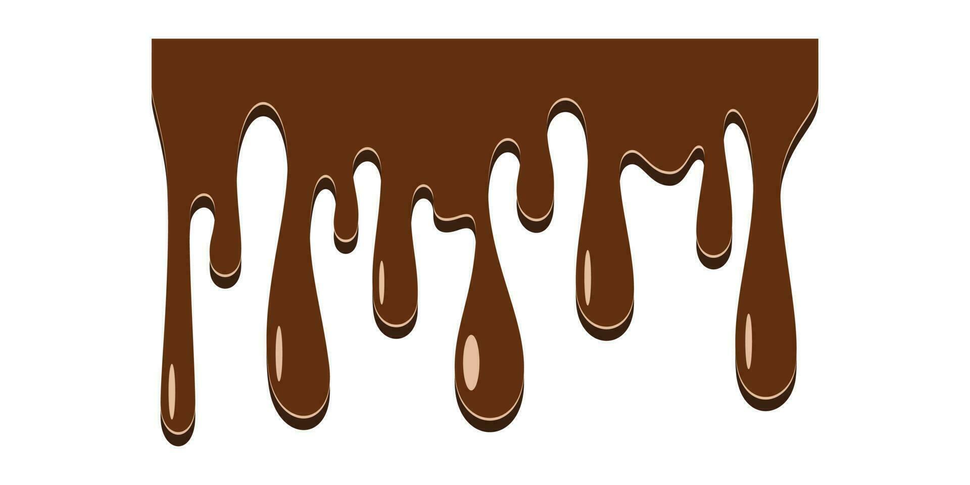 Seamless dripping chocolate border. Dripping chocolate border isolated on white background. Graphic design element for web page, menu, culinary recipe, scrapbooking, flyer, poster vector