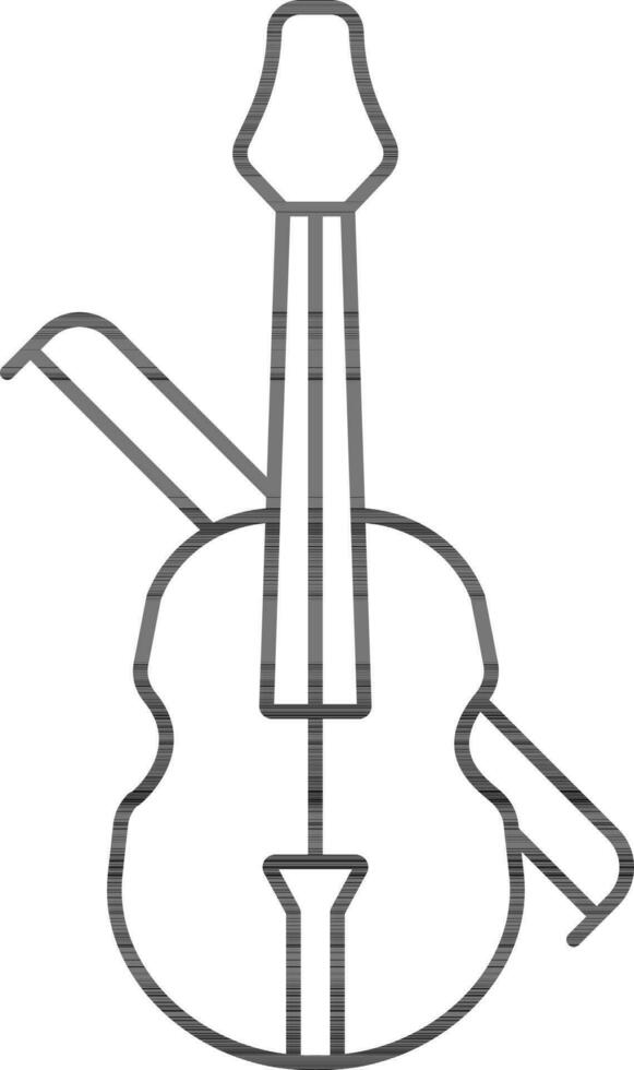 Black Outline Violin Icon In Flat Style. vector