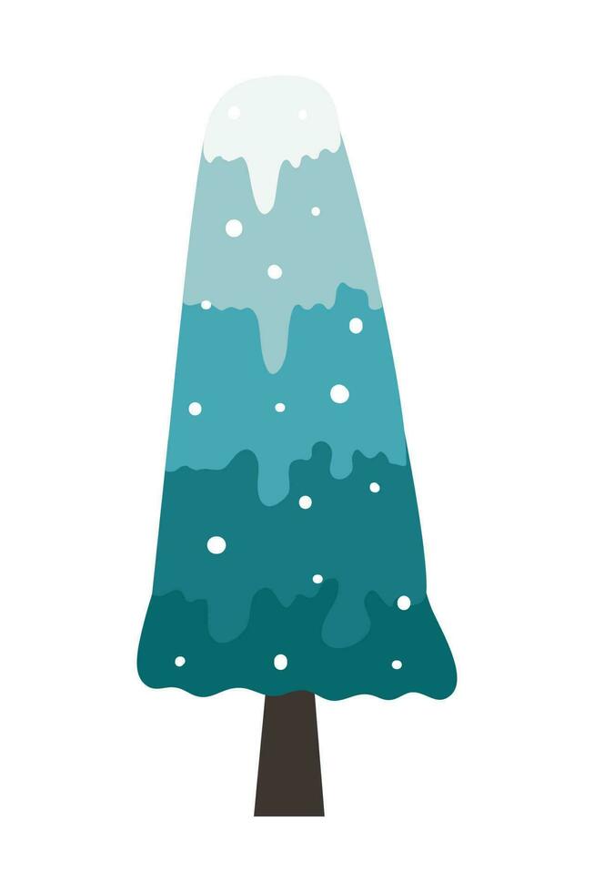 Cartoon Winter Tree Illustration. Winter snow-covered trees. Elements for the Christmas scene. Colorful Trees vector illustration in flat cartoon style.