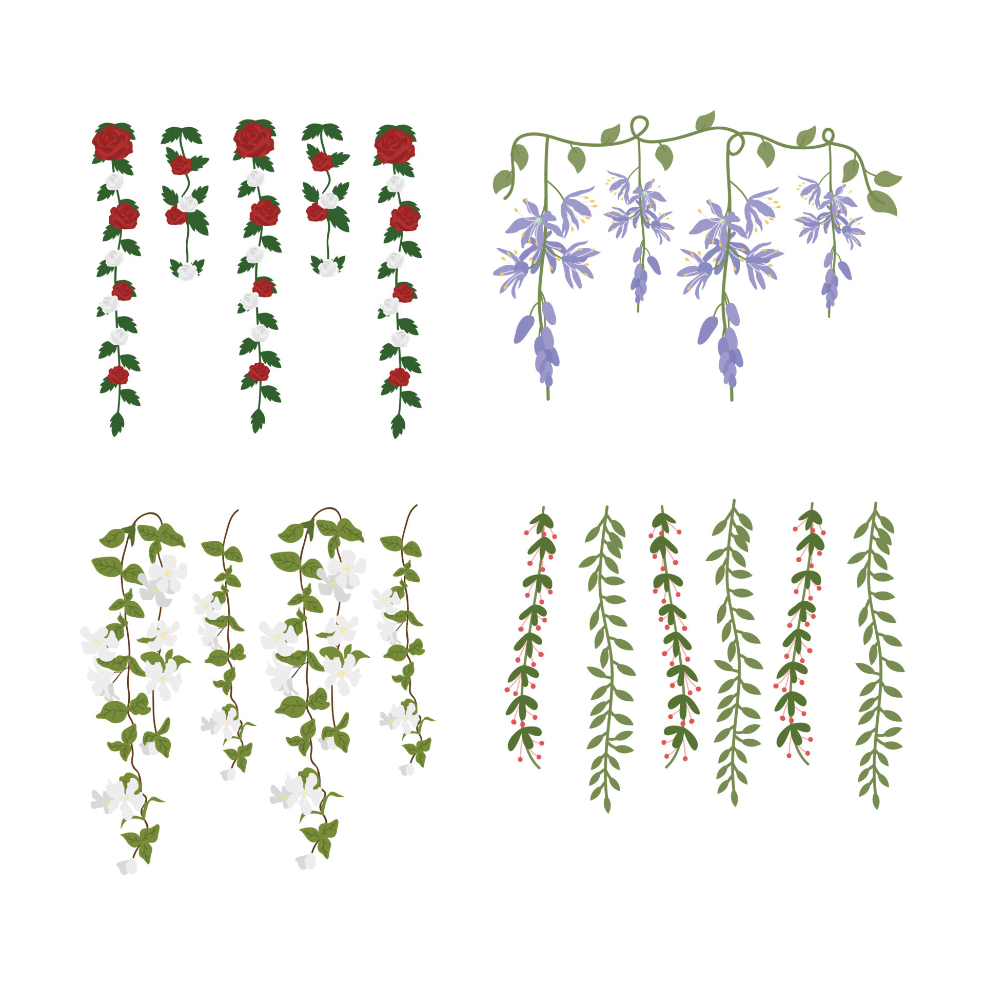 Dangling Flower Element. Illustration of home hanging leaves of plant