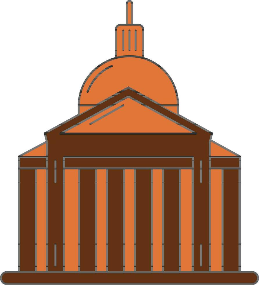 panteón icono en naranja y marrón color. vector