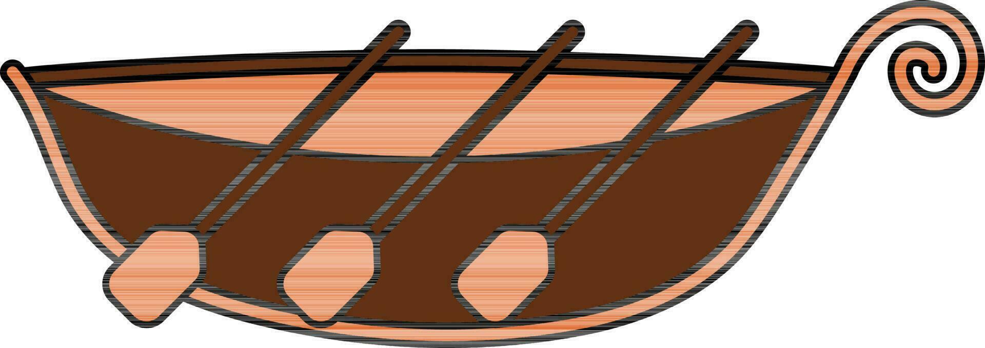 Rowing Or Gondola Boat Icon In Brown And Orange Color. vector