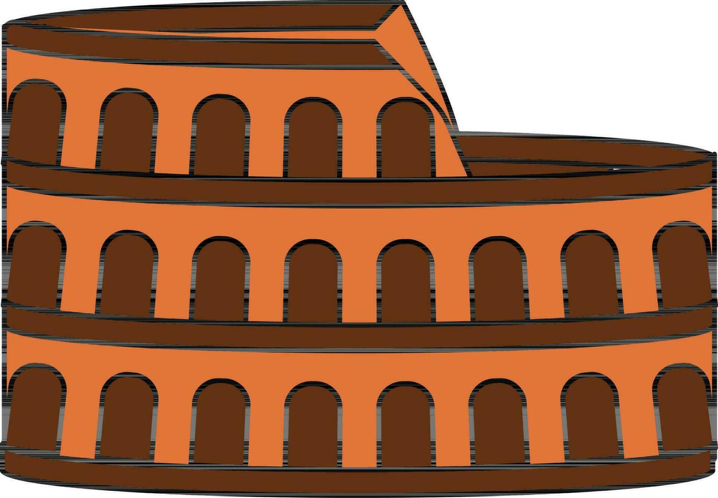Colosseum Icon In Orange And Brown Color. vector
