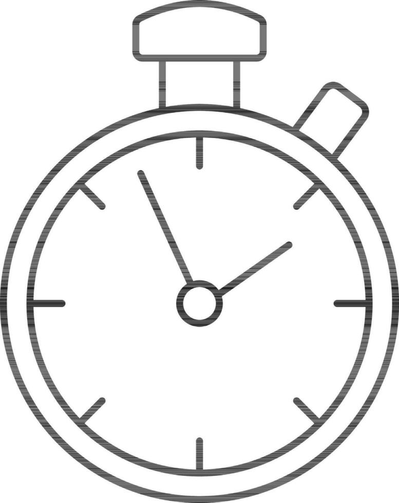 Stopwatch Icon In Black Outline. vector