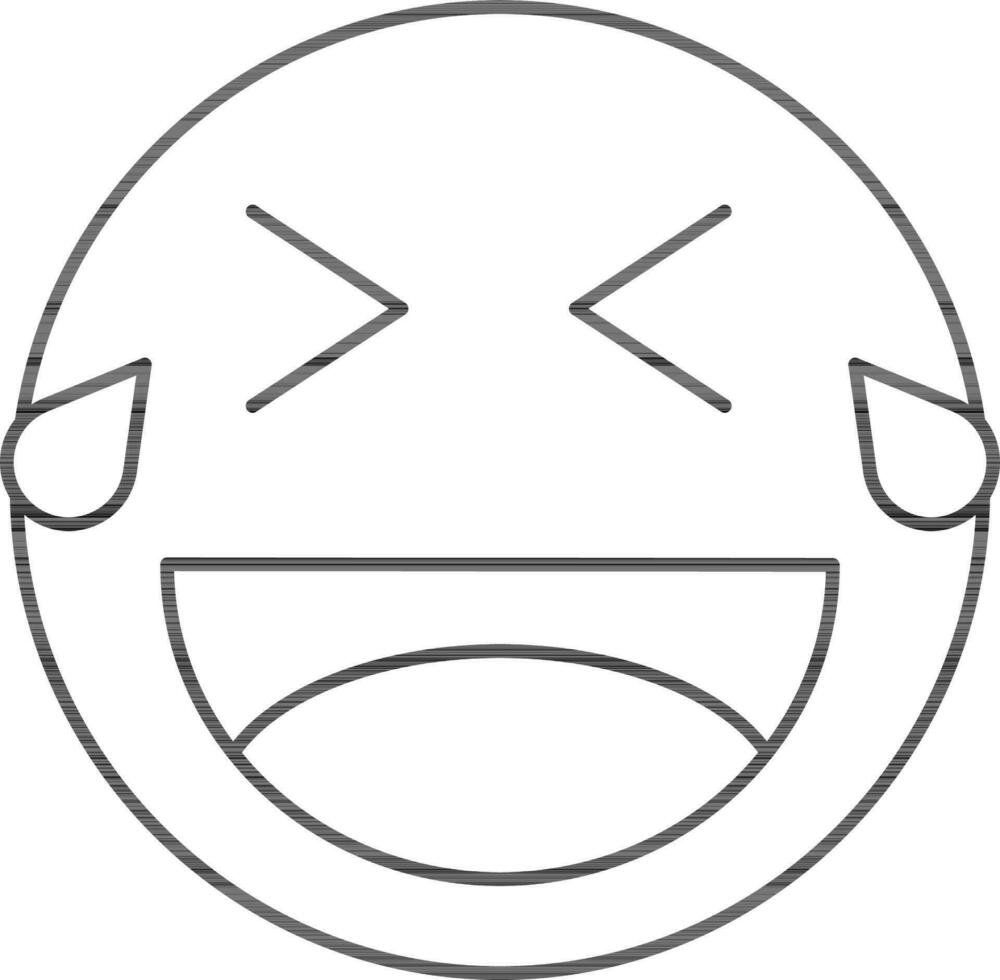 Laughing Face With Tears Icon In Line Art. vector
