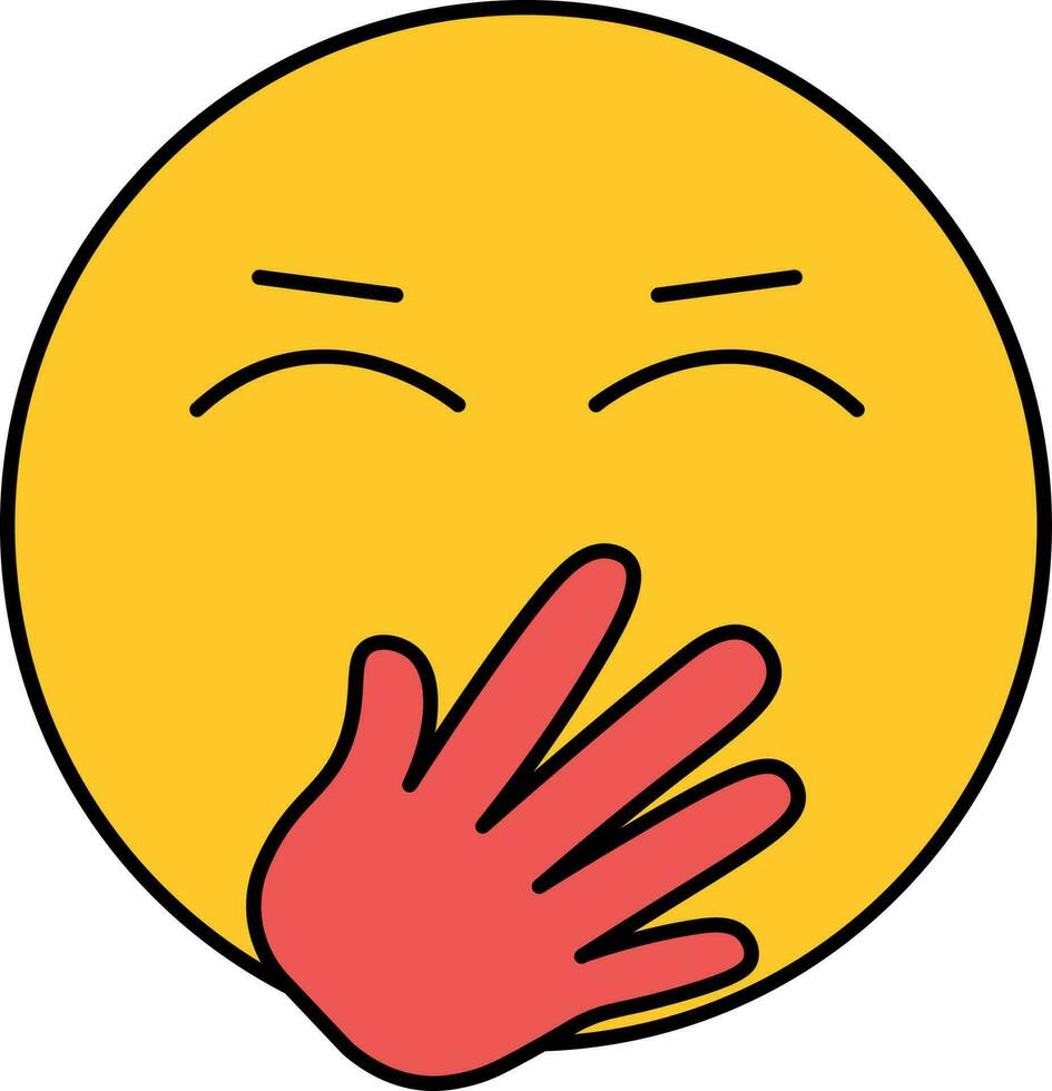 Hand Over Mouth Emoji Icon In Red And Yellow Color. vector