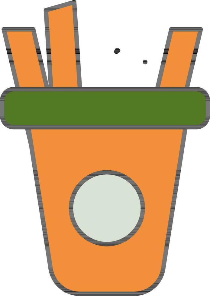 Half Eaten French Fries Box Orange And Green Icon. vector