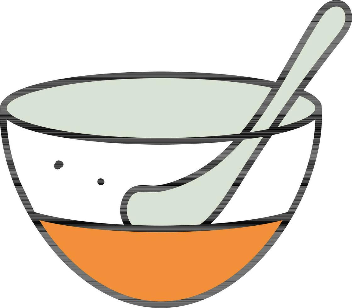 Half Drink Soup Bowl Icon In Orange And Grey Color. vector