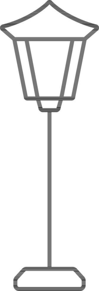 Lamp Post Light Icon In Black Outline. vector