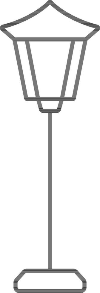 Lamp Post Light Icon In Black Outline. vector