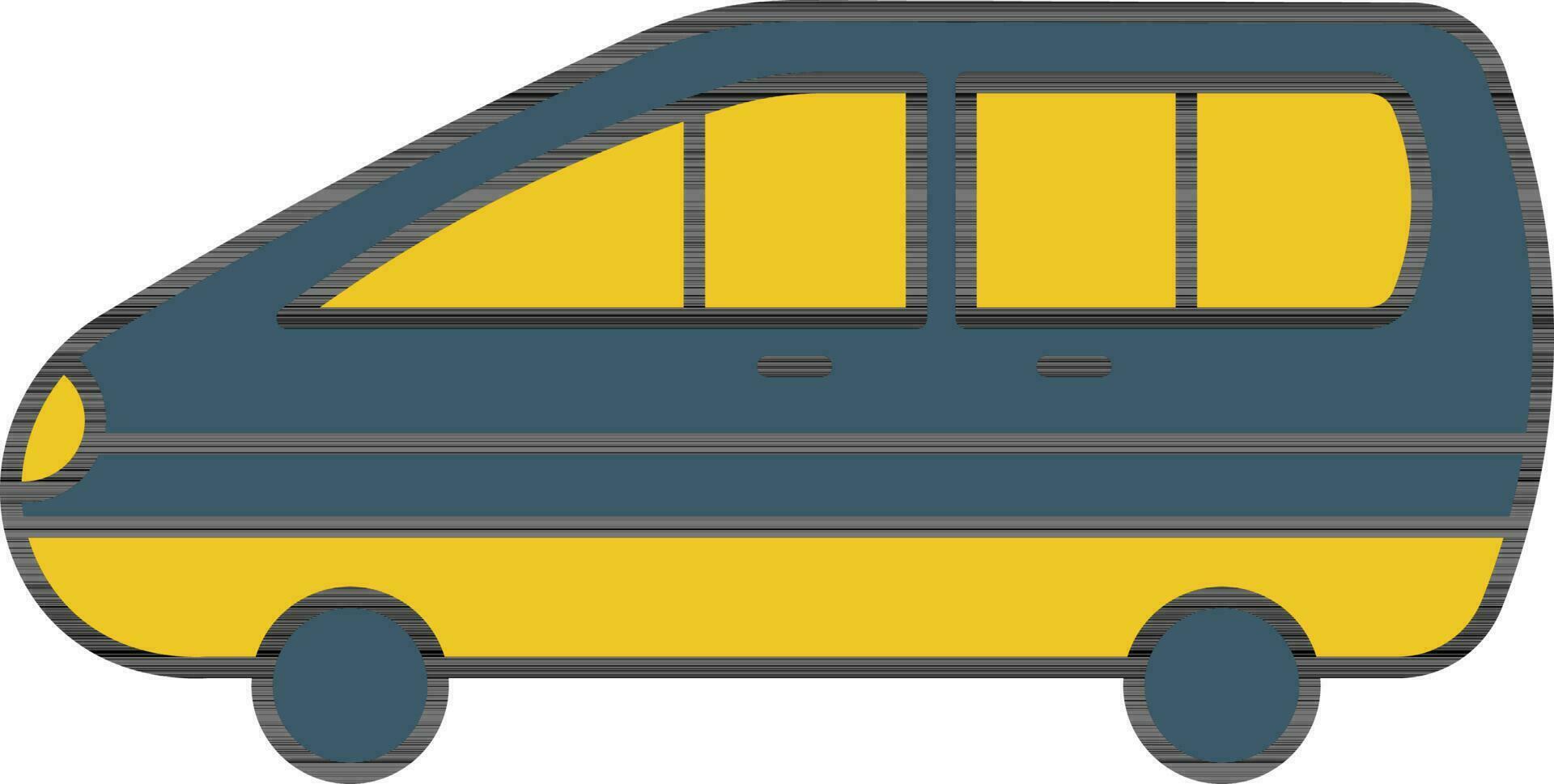 Minivan Icon In Blue And Yellow Color. vector
