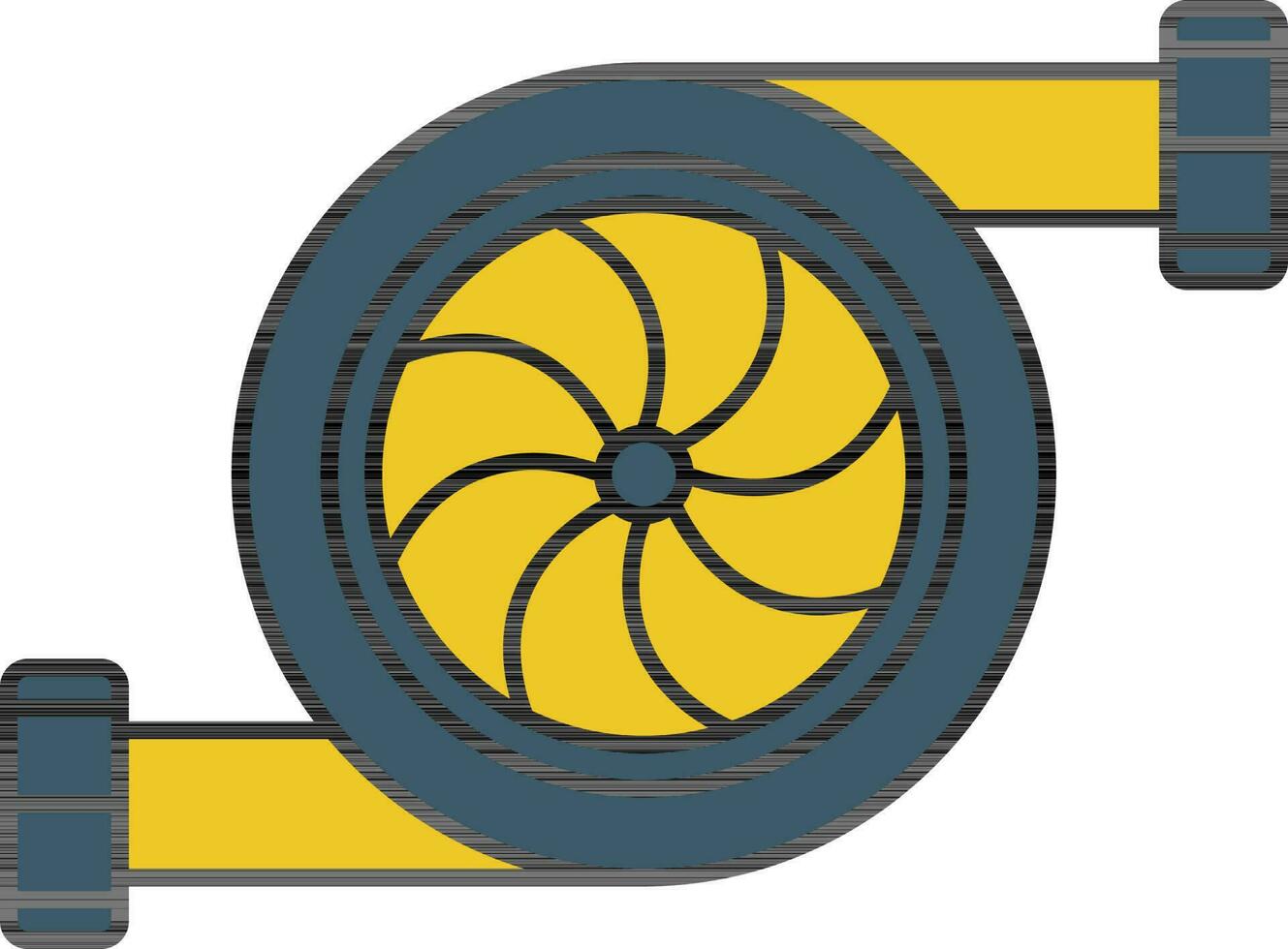 Turbocharger Icon In Blue And Yellow Color. vector