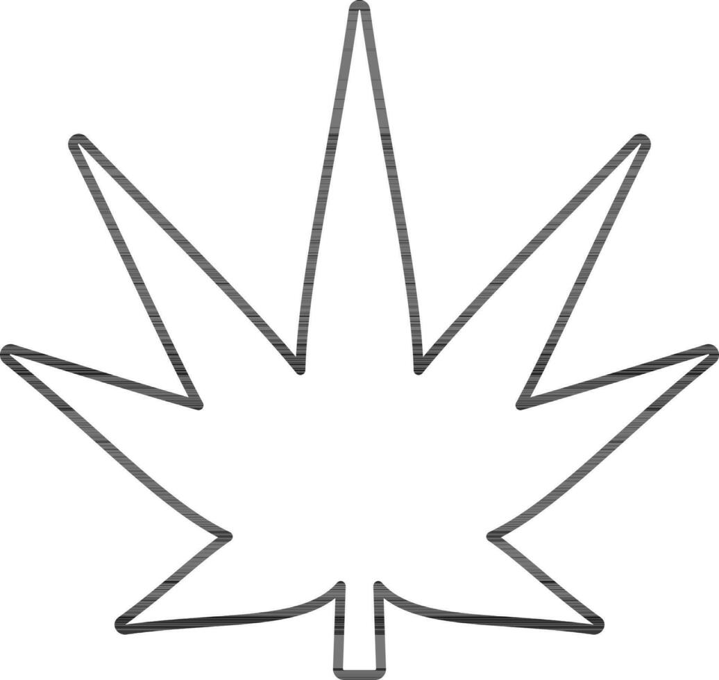 Marijuana Leaf Icon In Black Line Art. vector