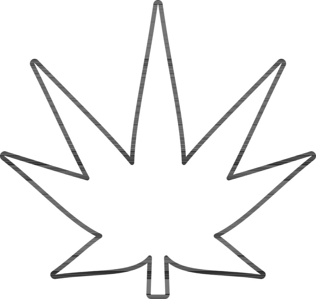 Marijuana Leaf Icon In Black Line Art. vector