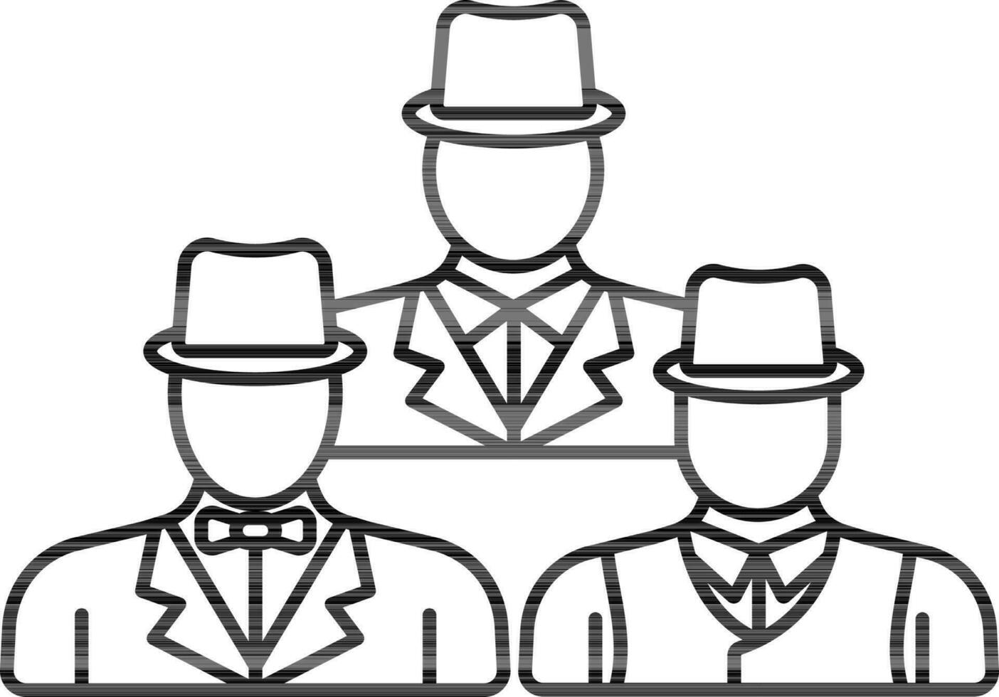 Mafia People Group Icon In Line Art. vector