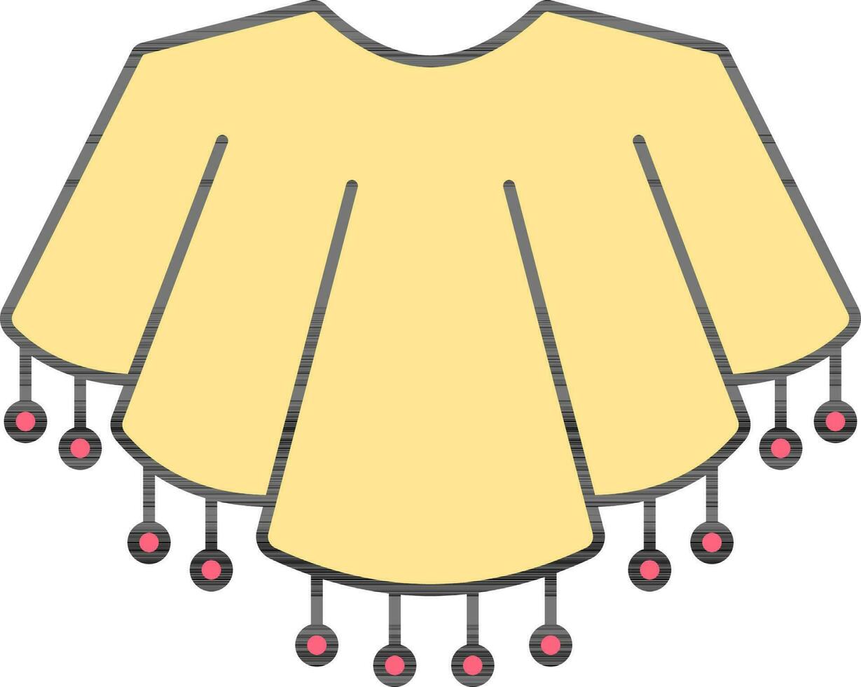 Illustration Of Pocho Wear Icon In Yellow Color. vector