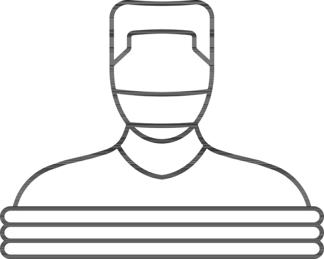 Kidnapped Man Icon In Black Line Art. vector