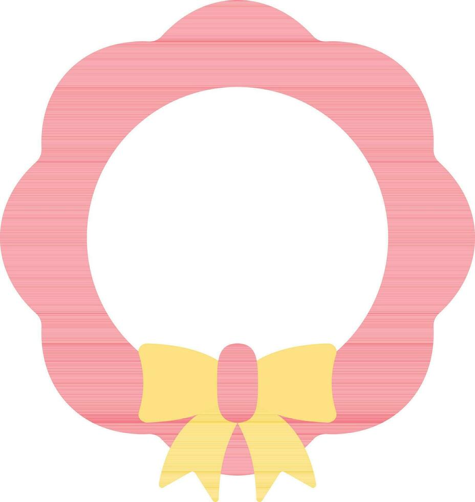 Wreath With Bow Ribbon Icon In Red And Yellow Color. vector