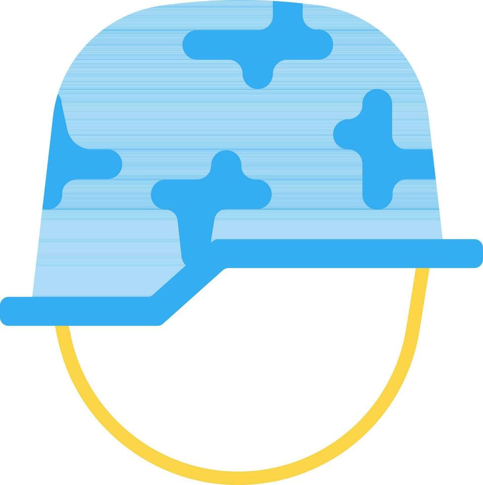 Army Helmet Icon In Blue And Yellow Color. vector